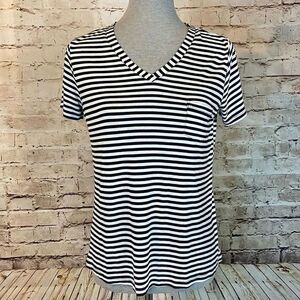 Lascana Womens Striped Shirt Top Short Sleeve Pullover Black White Size 8/10